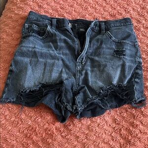 American Eagle Outfitters Dark Blue Distressed Jean Shorts